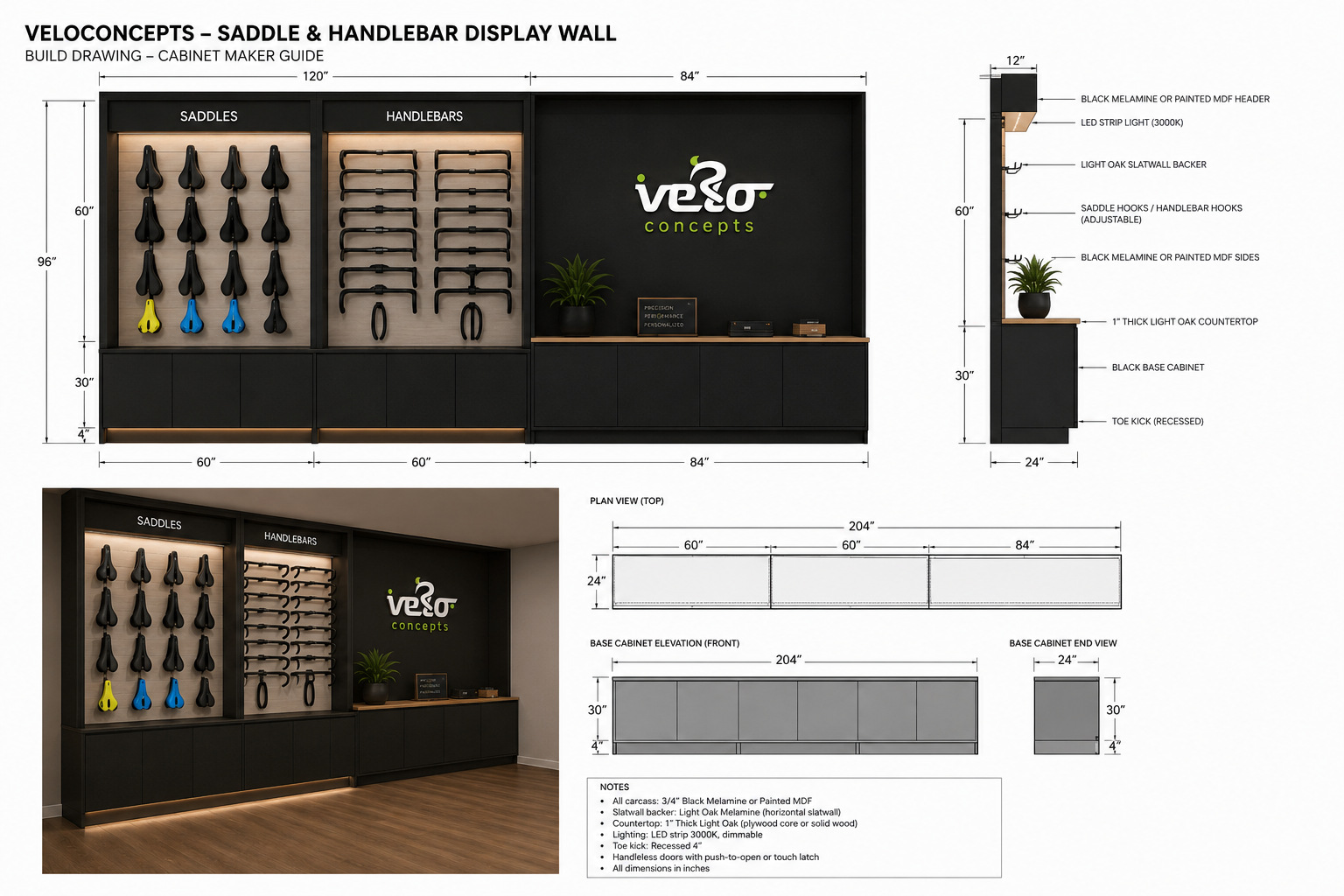 Customer-supplied design brief and drawing for the VeloConcepts display wall